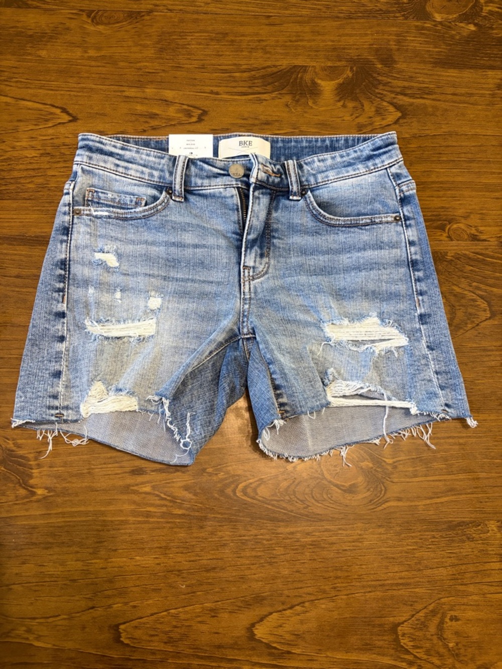 BKE Light Blue Distressed Denim Jean Shorts